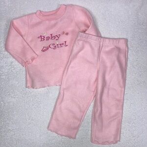 Little Lindsey light pink soft fleece baby girl outfit Euc 12m